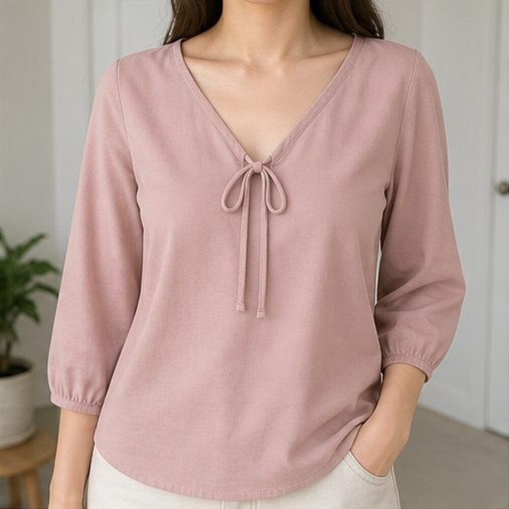 Gray V Neck Top - Picture 2 of 6